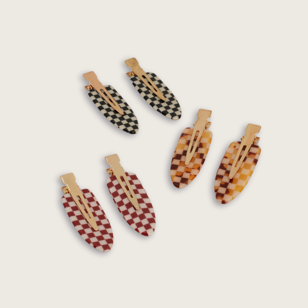 Surf Hair Clips in checker (2 pack)
